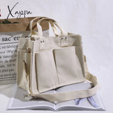 Xajzpa - Women’s Tote Bag Casual Canvas Large Capacity Shopping Female Crossbody Schoolbags Solid