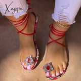 Xajzpa - Women’s Upustyles Womens Colorful Snakeskin Print Flat Strap Sandals