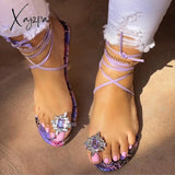 Xajzpa - Women’s Upustyles Womens Colorful Snakeskin Print Flat Strap Sandals