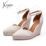 Xajzpa - Women’s Wedges Sandals Summer Pointed Toe Ladies Shoes Buckle Strap Elegant Female