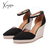 Xajzpa - Women’s Wedges Sandals Summer Pointed Toe Ladies Shoes Buckle Strap Elegant Female