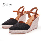 Xajzpa - Women’s Wedges Sandals Summer Pointed Toe Ladies Shoes Buckle Strap Elegant Female