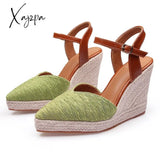 Xajzpa - Women’s Wedges Sandals Summer Pointed Toe Ladies Shoes Buckle Strap Elegant Female