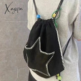 Xajzpa - Y2K Backpack For Women Star Print Large Capacity Black White Shoulder Bag Harajuku Style