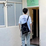 Xajzpa - Y2K Backpack For Women Star Print Large Capacity Black White Shoulder Bag Harajuku Style