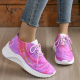 Xajzpa - Yellow Casual Sportswear Daily Patchwork Frenulum Tie-Dye Round Mesh Breathable