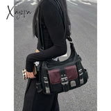 Y2K Vintage Crossbody Bag High Quality Pu Leather Shoulder Tote Women’s Hip Hop Messenger Large