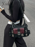 Y2K Vintage Crossbody Bag High Quality Pu Leather Shoulder Tote Women’s Hip Hop Messenger Large