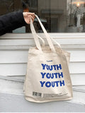 Youth Letter Graphic Canvas Shopper Bag Bags