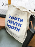 Youth Letter Graphic Canvas Shopper Bag Bags