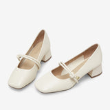 Xajzpa - Women Basto Vintage Low Chunky Heel Mary Jane