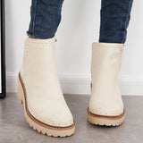Xajzpa - Round Toe Platform Wedge Chelsea Booties Lug Sole Ankle Boots