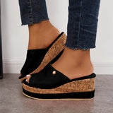 Xajzpa - Comfortable Cork Footbed Slip-on Sandals Platform Wedge Slippers