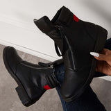Xajzpa - Black Slouch Ankle Booties Low Heel Zipper Boots
