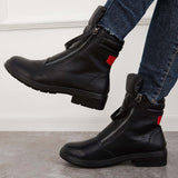 Xajzpa - Black Slouch Ankle Booties Low Heel Zipper Boots