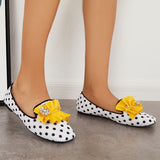 Xajzpa - Women's Polka Dot Print Square Toe Slip-On Flats Sweety Dating Shoes