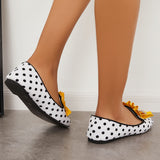 Xajzpa - Women's Polka Dot Print Square Toe Slip-On Flats Sweety Dating Shoes