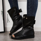 Xajzpa - Women's Open Toe Ankle Boots Fashion Flat Booties Zip Up Boots
