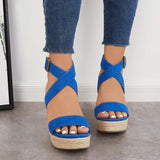Xajzpa - Criss Cross Ankle Strap Espadrille Wedge Platform Sandals