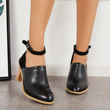 Xajzpa - Retro Black Chunky Stacked High Heels Ankle Strap Boots