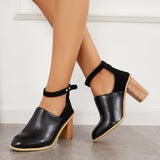 Xajzpa - Retro Black Chunky Stacked High Heels Ankle Strap Boots