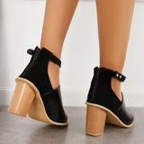 Xajzpa - Retro Black Chunky Stacked High Heels Ankle Strap Boots