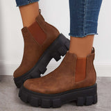 Xajzpa - Chunky Platform Chelsea Boots Lug Sole Slip On Booties