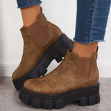 Xajzpa - Chunky Platform Chelsea Boots Lug Sole Slip On Booties