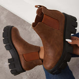 Xajzpa - Chunky Platform Chelsea Boots Lug Sole Slip On Booties