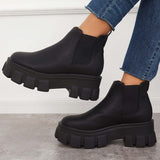 Xajzpa - Chunky Platform Chelsea Boots Lug Sole Slip On Booties