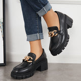 Xajzpa - Comfort Platform Chunky Heel Loafers Slip on Lug Sole Shoes