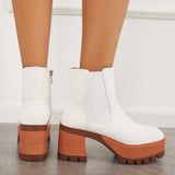 Xajzpa - Platform Chunky Heel Chelsea Ankle Boots Elastic Lug Sole Booties