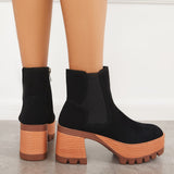 Xajzpa - Platform Chunky Heel Chelsea Ankle Boots Elastic Lug Sole Booties