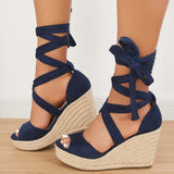 Xajzpa - Women's Summer Lace Up Espadrille Heel Platform Wedge Sandals