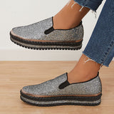Xajzpa - Women's Rhinestone Sneakers Flatform Loafers  Glitter Slip-on Walking Sneakers Imily Bela