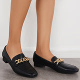 Xajzpa - Women Chain Decor Penny Loafers Casual Comfy Flat Shoes