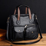 Xajzpa - Large Capacity Multi-Pocket Crossbody Tote Bag Trendy PU Leather Shoulder Bag Practical Commuter Handbag