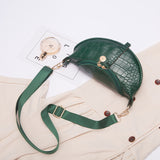 Xajzpa - Women Crocodile Pattern Crescent Shoulder Bag Minimalist Solid Color Crossbody Bag