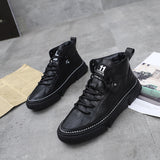 Xajzpa - Genuine Leather Shoes Men Sneakers  Autumn Early Winter Black White Shoes Cow Leather Men Casual Shoes Male Footwear A2097