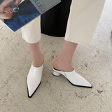 Aiertu Fashion Women Sandals Slippers Roman Style Slides Party Pumps Thick Square Heeled Black/White Mules Shoes Pointed Toe Slides 39 Aiertu