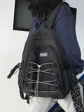 Xajzpa - Minimalist Mesh & String Decor Backpack  - Women Backpacks