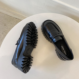 Xajzpa - New Boussac Black Punk Platform Women Loafers Round Toe Chunky Heel Vintage Shoes Women Slip on High Heel Women Pumps