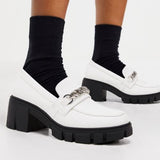 Xajzpa - Women Platform Loafers Slip on Chain Casual Loafers