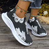 Xajzpa - Black Casual Patchwork Printing Round Comfortable Out Door Shoes