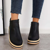 Xajzpa - Casual Wedge Sneakers Side Zipper Platform Wedge Ankle Boots