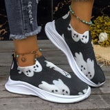 Xajzpa - Black Casual Patchwork Printing Round Comfortable Out Door Shoes