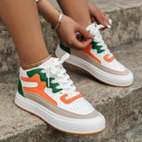 Xajzpa - White Green Casual Patchwork Frenulum Round Comfortable Out Door Shoes
