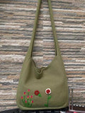 Ethnic Floral Embroidery Knitted Shopper Bag