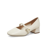 Xajzpa - Women Basto Vintage Low Chunky Heel Mary Jane