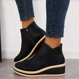 Xajzpa - Casual Wedge Sneakers Side Zipper Platform Wedge Ankle Boots